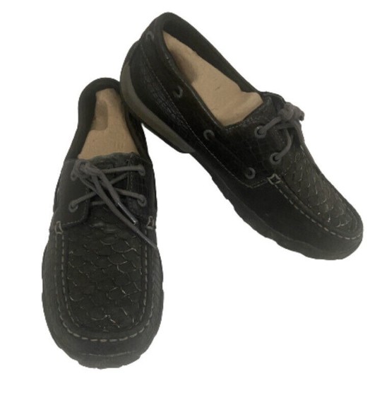 Twisted X Shoes - Ladies Twisted X Blackfish Mocs Black Loafer Leather Western Size 8.5M